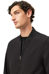Knitted-Collar Wool Bomber Jacket